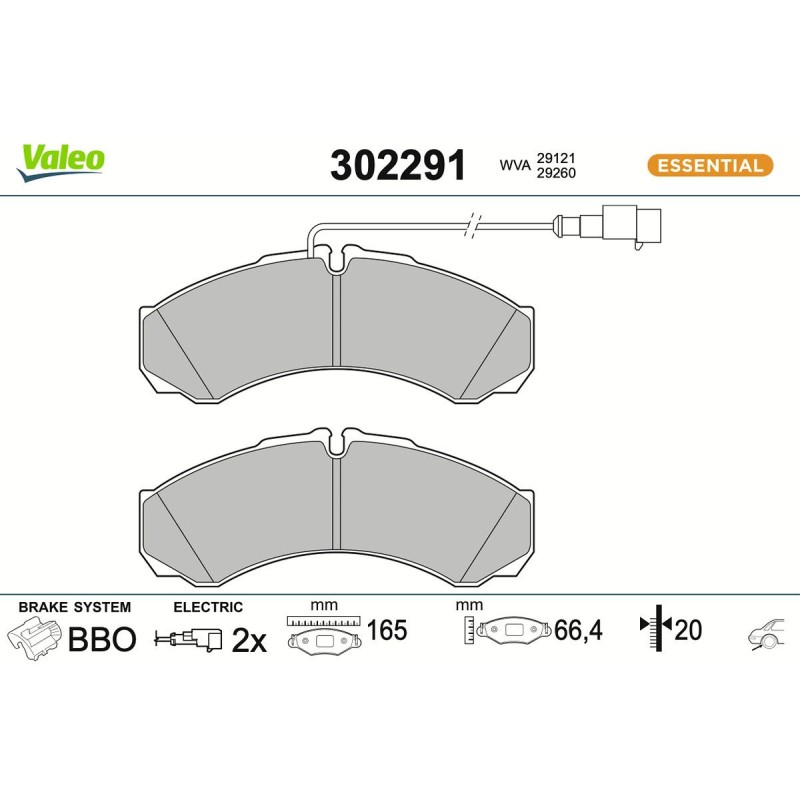 VALEO Piduriklotsi komplekt,ketaspidur 302291