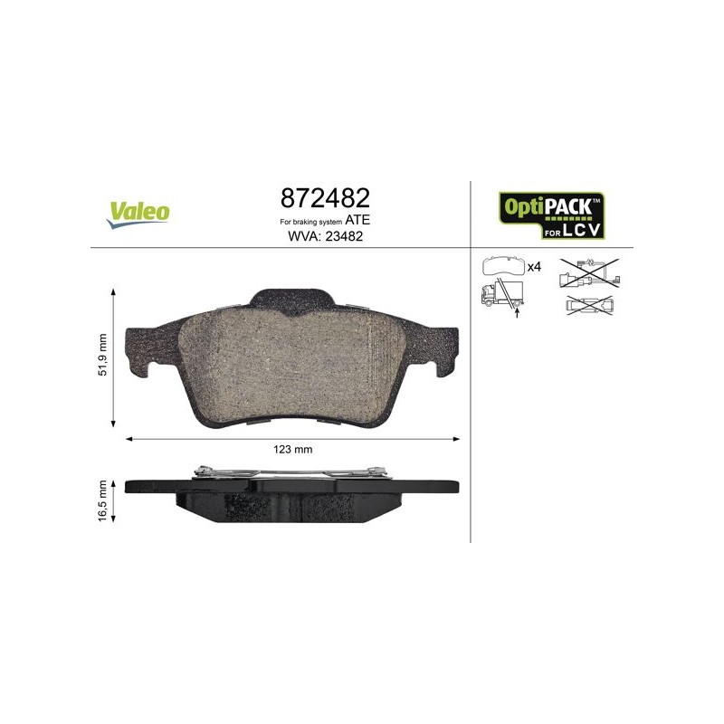 VALEO Piduriklotsi komplekt,ketaspidur 872482