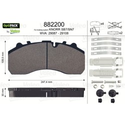 VALEO Piduriklotsi komplekt,ketaspidur 882200