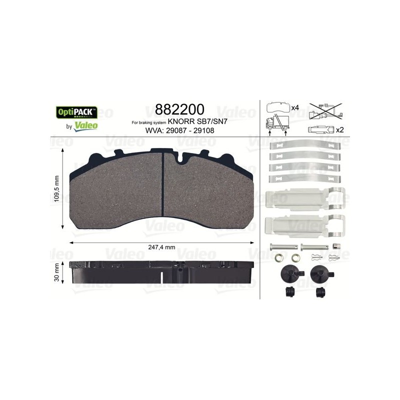 VALEO Piduriklotsi komplekt,ketaspidur 882200