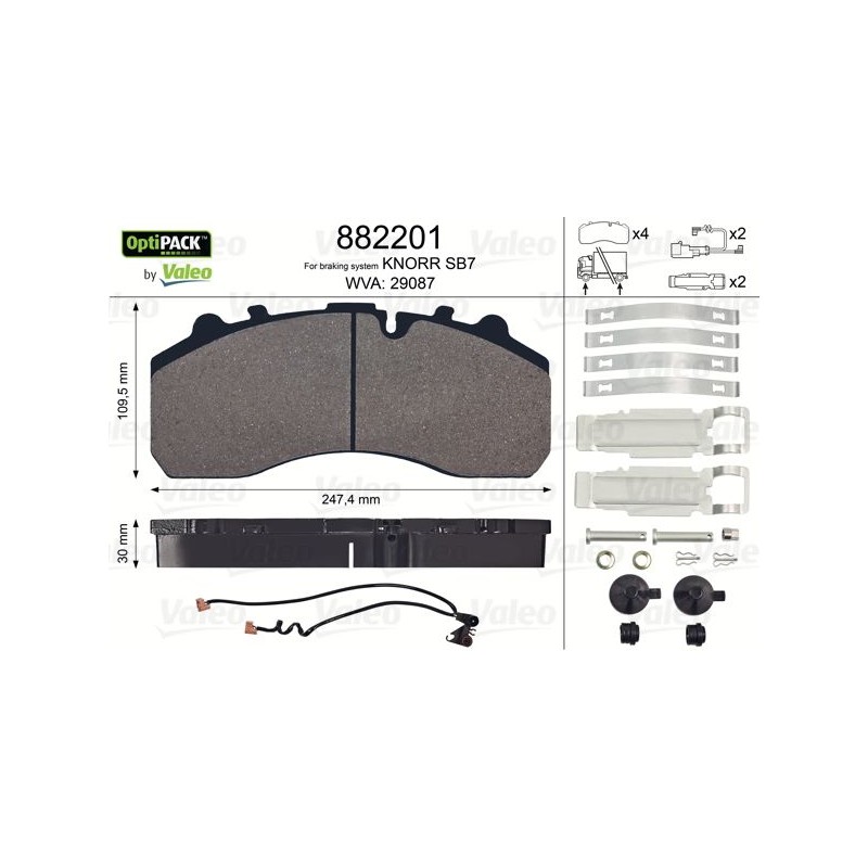 VALEO Piduriklotsi komplekt,ketaspidur 882201