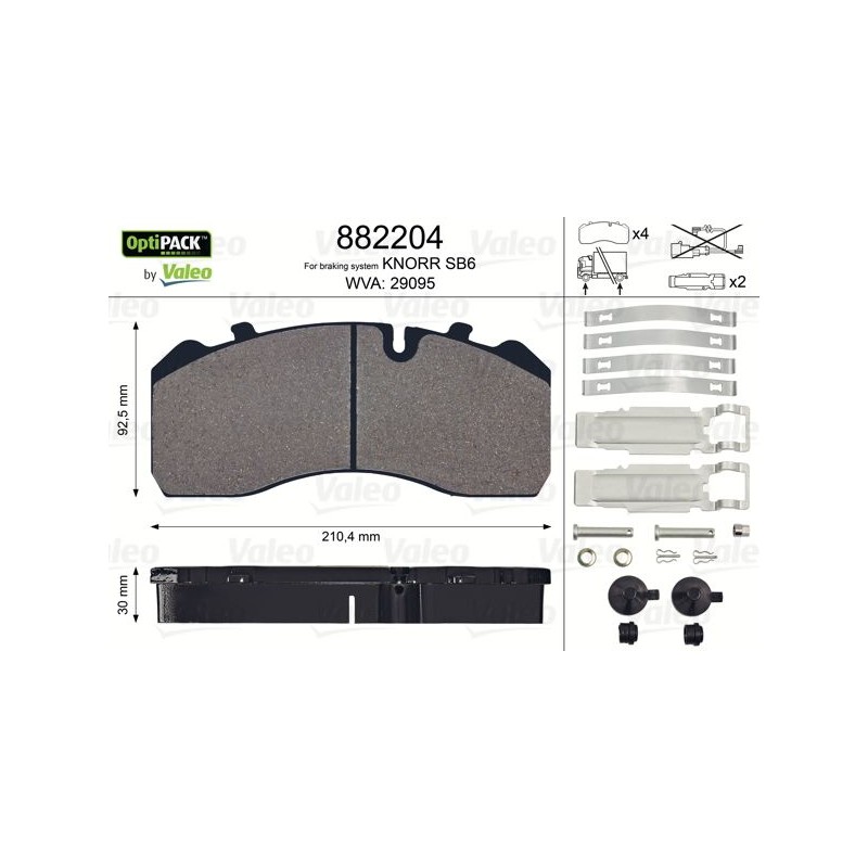 VALEO Piduriklotsi komplekt,ketaspidur 882204