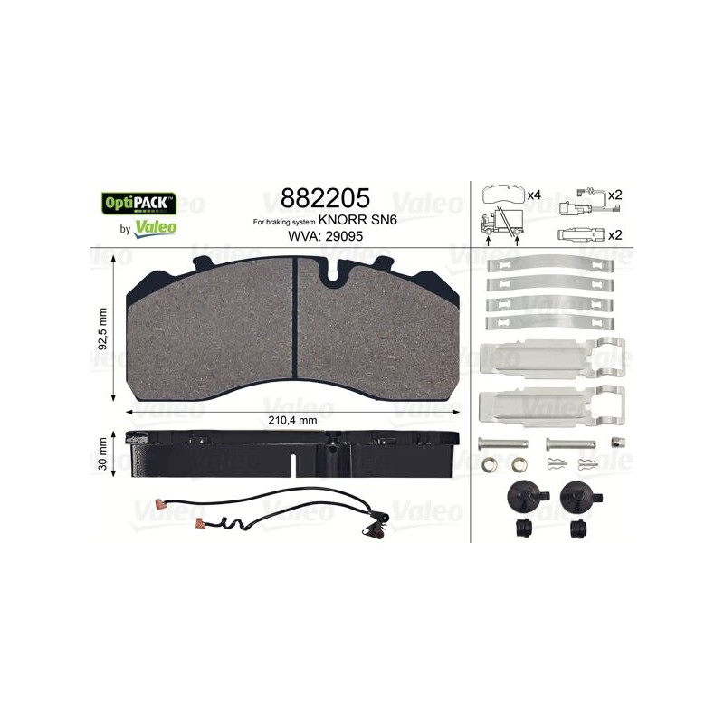 VALEO Piduriklotsi komplekt,ketaspidur 882205
