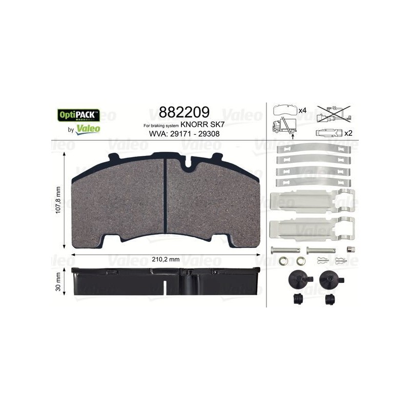 VALEO Piduriklotsi komplekt,ketaspidur 882209