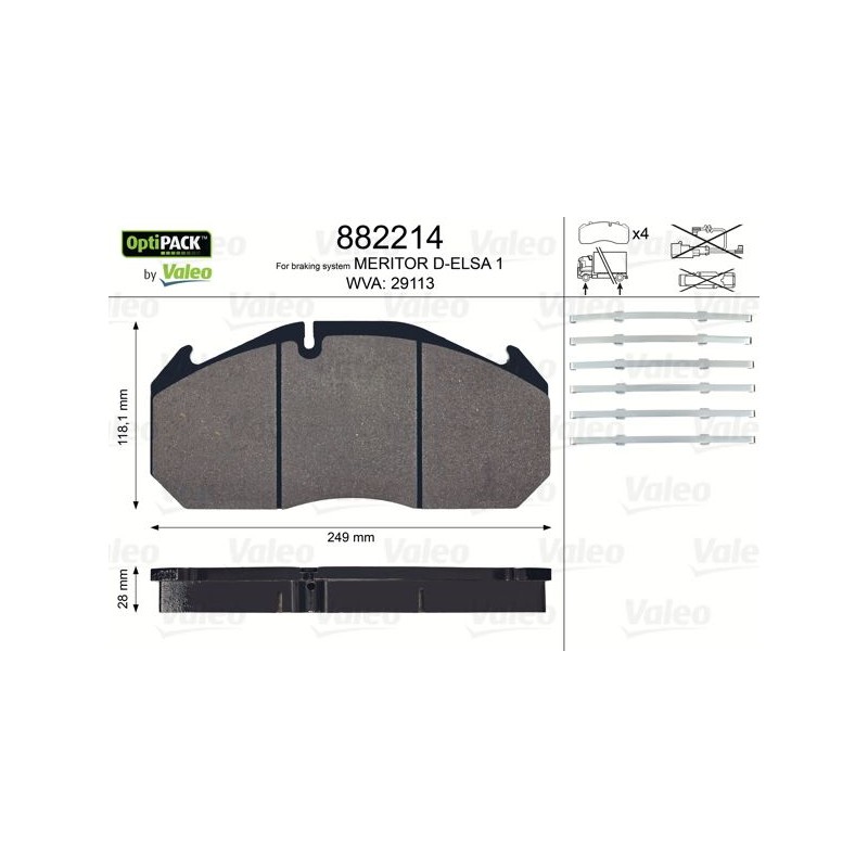 VALEO Piduriklotsi komplekt,ketaspidur 882214