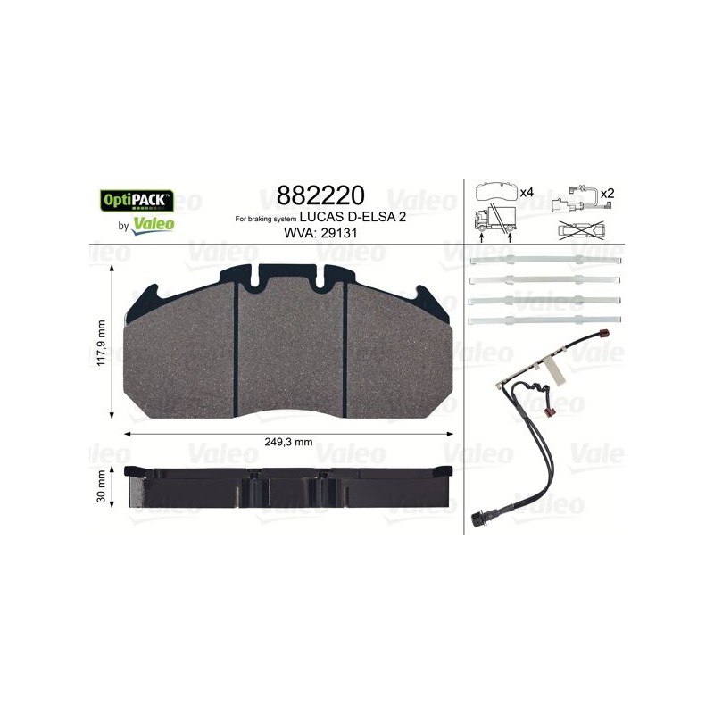 VALEO Piduriklotsi komplekt,ketaspidur 882220