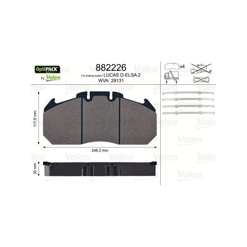 VALEO Piduriklotsi komplekt,ketaspidur 882226