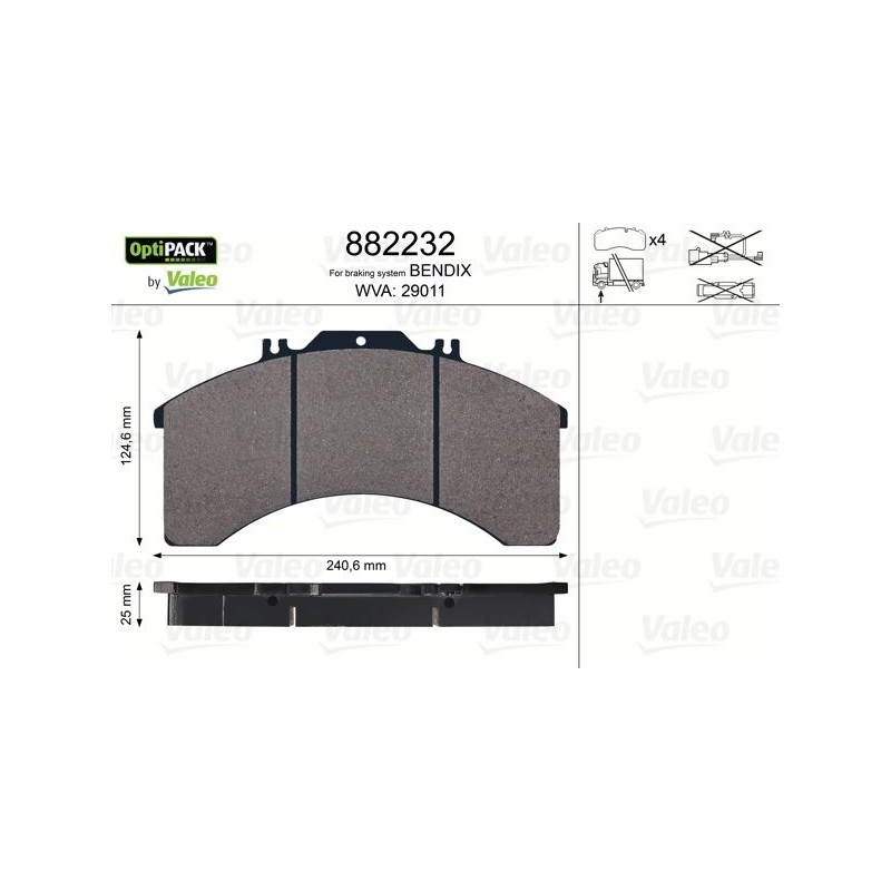 VALEO Piduriklotsi komplekt,ketaspidur 882232