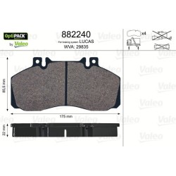 VALEO Piduriklotsi komplekt,ketaspidur 882240