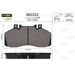 VALEO Piduriklotsi komplekt,ketaspidur 882242
