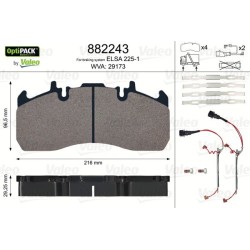 VALEO Piduriklotsi komplekt,ketaspidur 882243