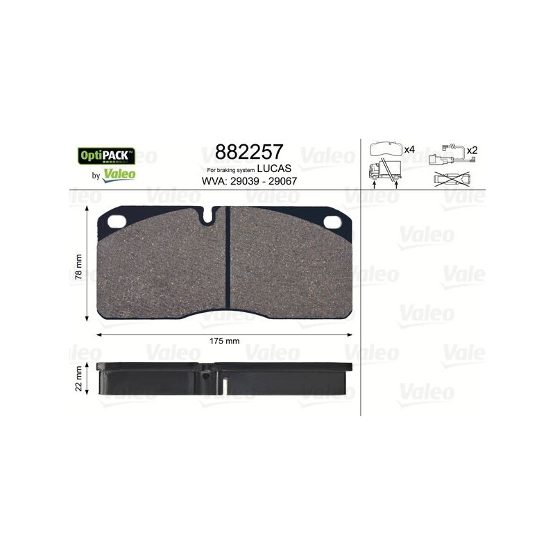 VALEO Piduriklotsi komplekt,ketaspidur 882257