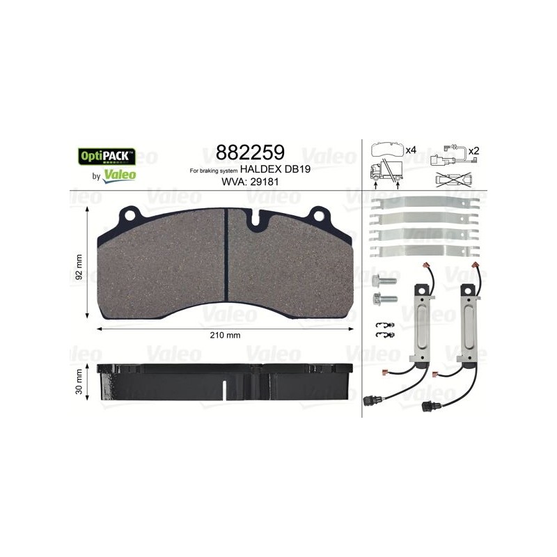 VALEO Piduriklotsi komplekt,ketaspidur 882259