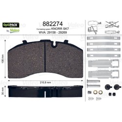 VALEO Piduriklotsi komplekt,ketaspidur 882274