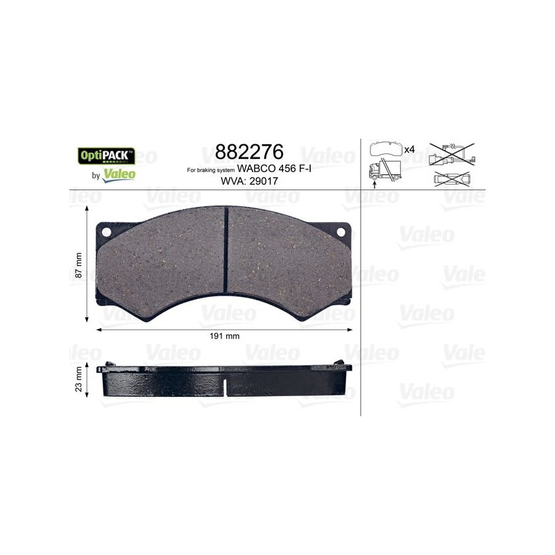 VALEO Piduriklotsi komplekt,ketaspidur 882276