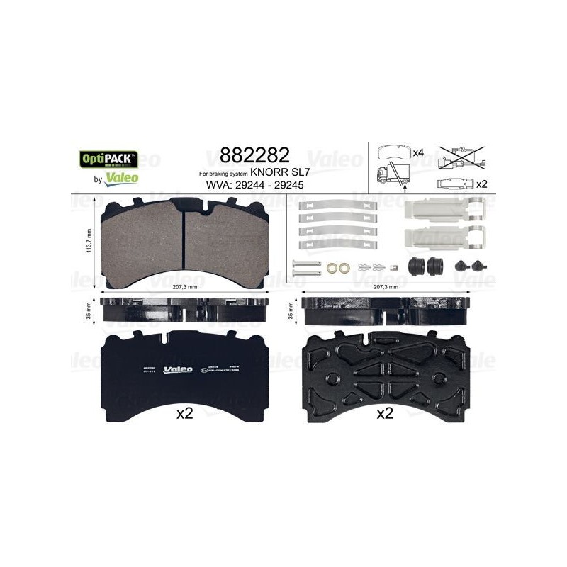 VALEO Piduriklotsi komplekt,ketaspidur 882282