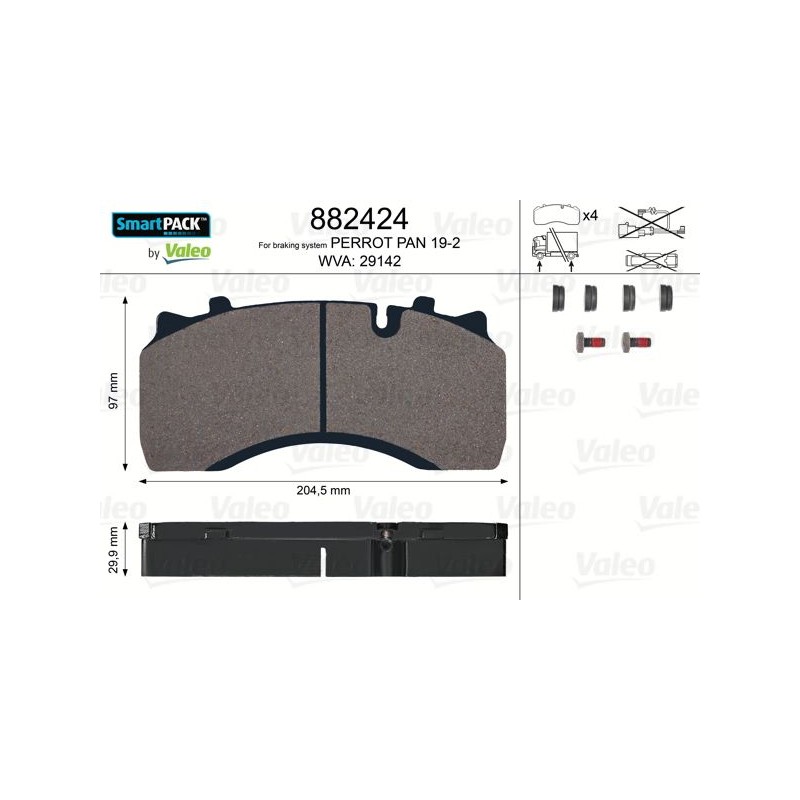 VALEO Piduriklotsi komplekt,ketaspidur 882424