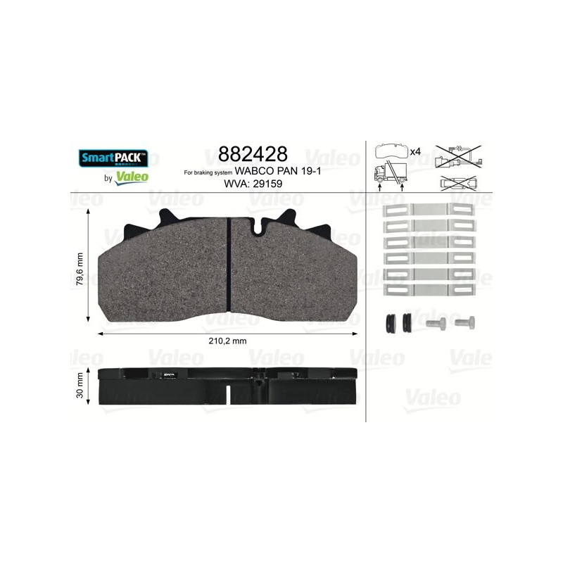 VALEO Piduriklotsi komplekt,ketaspidur 882428