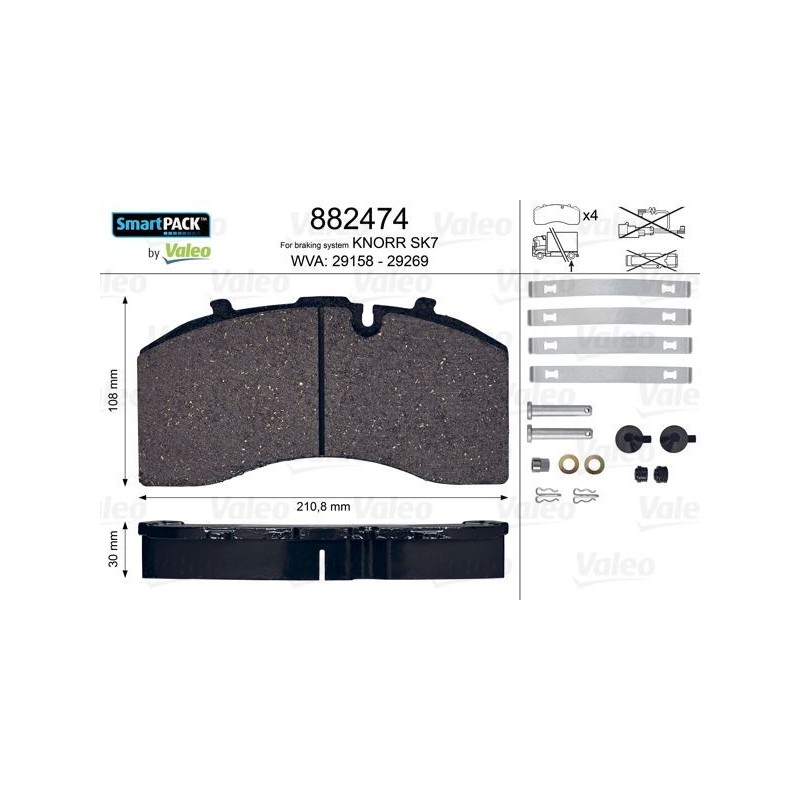 VALEO Piduriklotsi komplekt,ketaspidur 882474