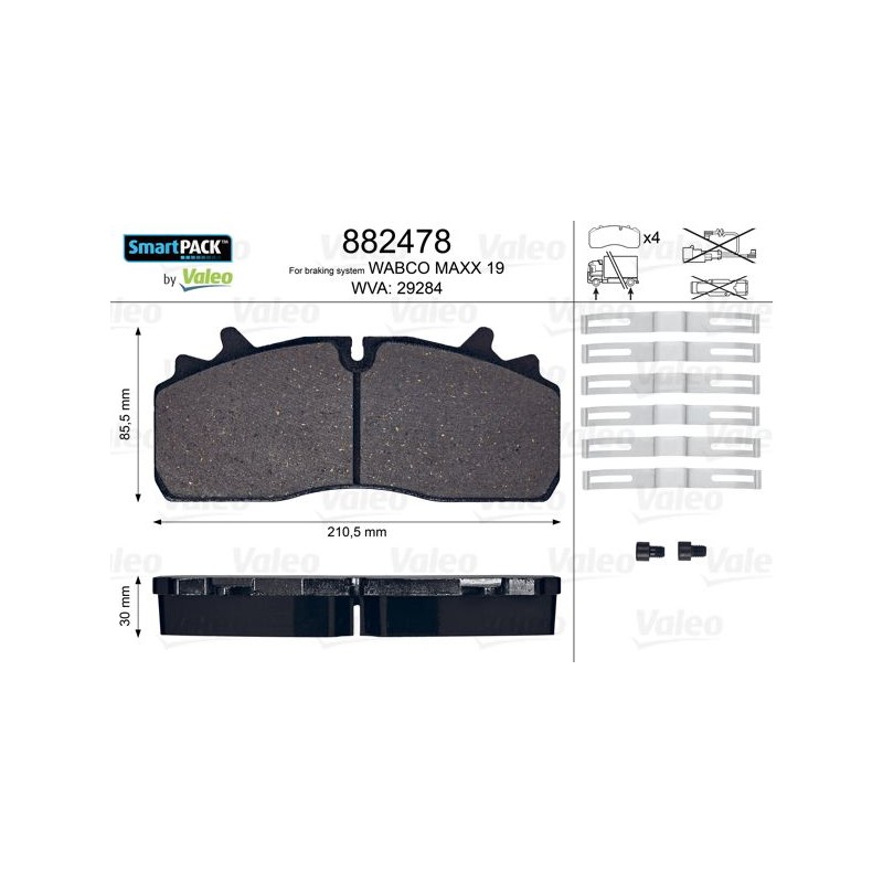 VALEO Piduriklotsi komplekt,ketaspidur 882478