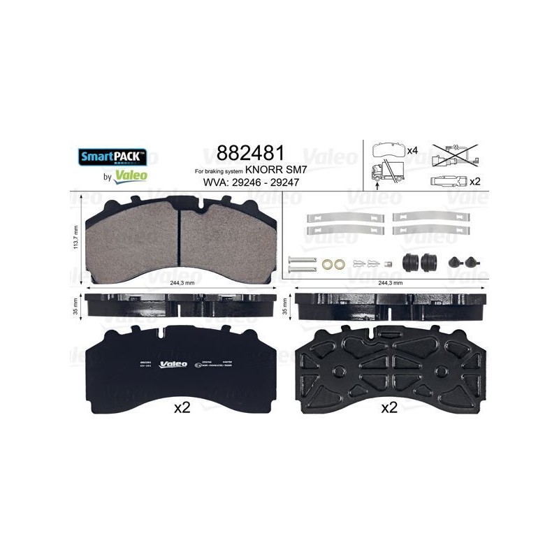 VALEO Piduriklotsi komplekt,ketaspidur 882481