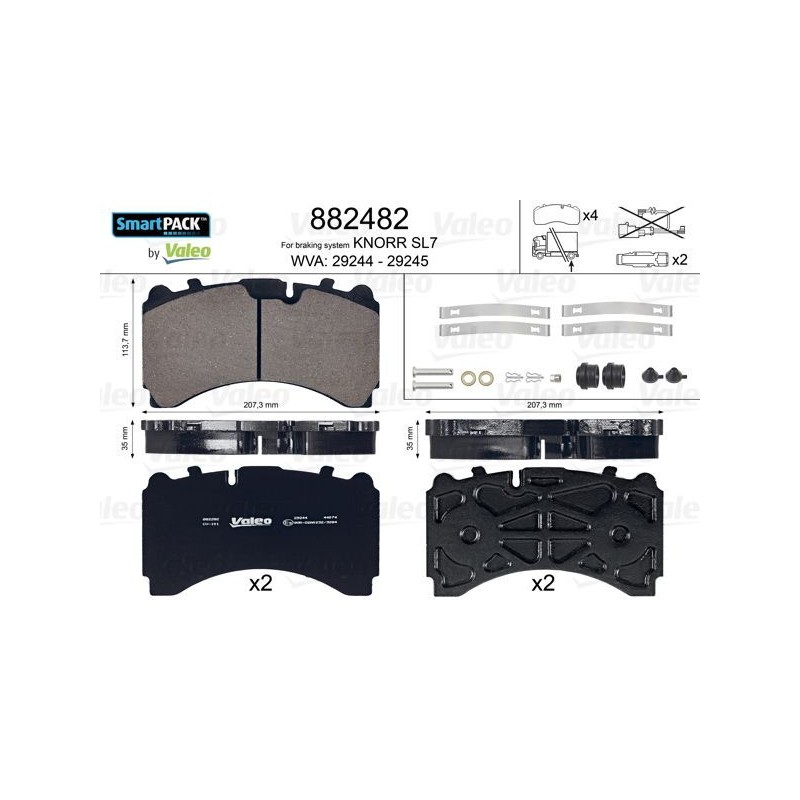 VALEO Piduriklotsi komplekt,ketaspidur 882482