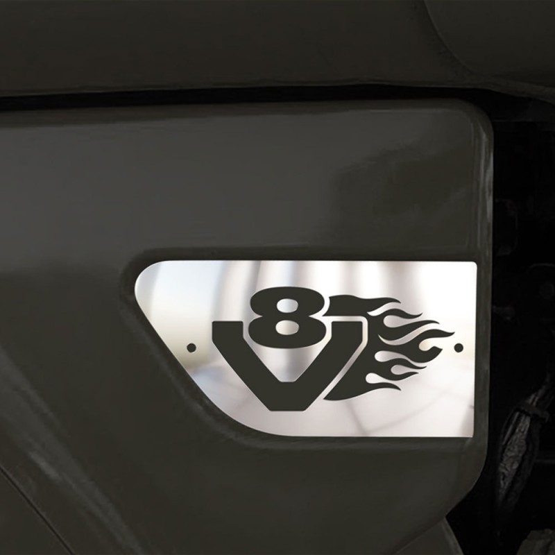 MUDGUARD CHROME FLAMMY V8 LOGO
